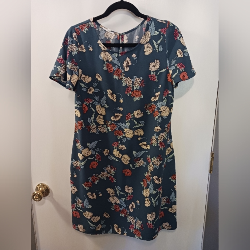 🎈3/$10 Sale🎈Maurices Dark Teal Floral Mini Dress Tunic Womens Size S